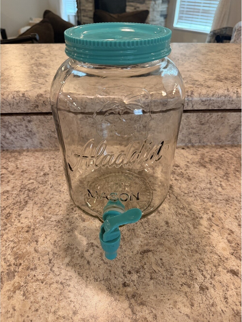 Teal Aladdin Mason 1 Gallon Sun Tea Lemonade Dispenser Glass Jar Spout